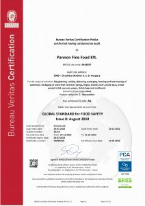 2022 certificate BRC PCA eng HU005619 Pannon Fine Food Kft GA